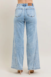 Judy Blue Full Size High Waist Wide Leg Jeans with Skewed Inseam Plus Size on Simply Obsessed
