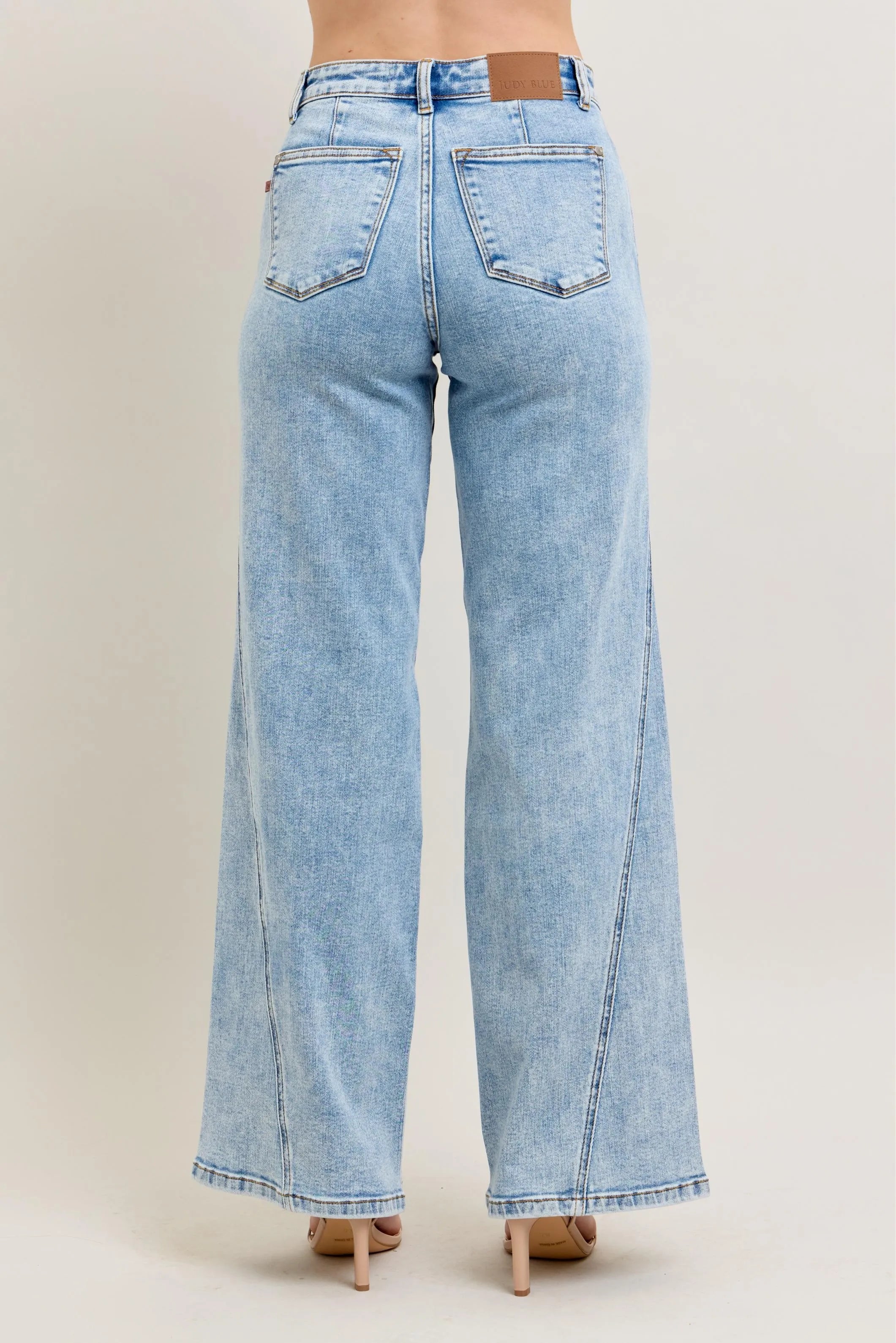 Judy Blue Full Size High Waist Wide Leg Jeans with Skewed Inseam Plus Size on Simply Obsessed