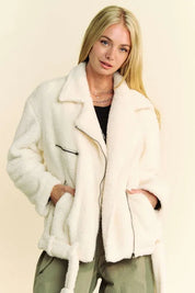DAVI & DANI Faux Fur Zip Up Jacket on Simply Obsessed