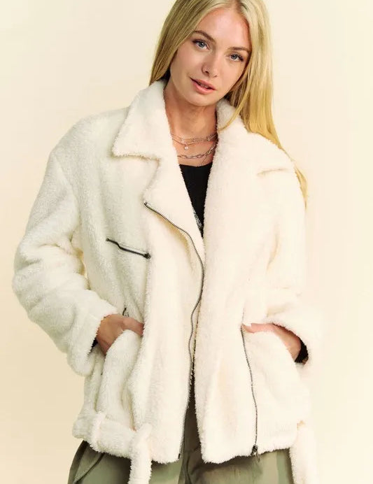 DAVI & DANI Faux Fur Zip Up Jacket on Simply Obsessed
