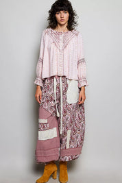 POL Mixed-Pattern Lace Detail Blouse on Simply Obsessed