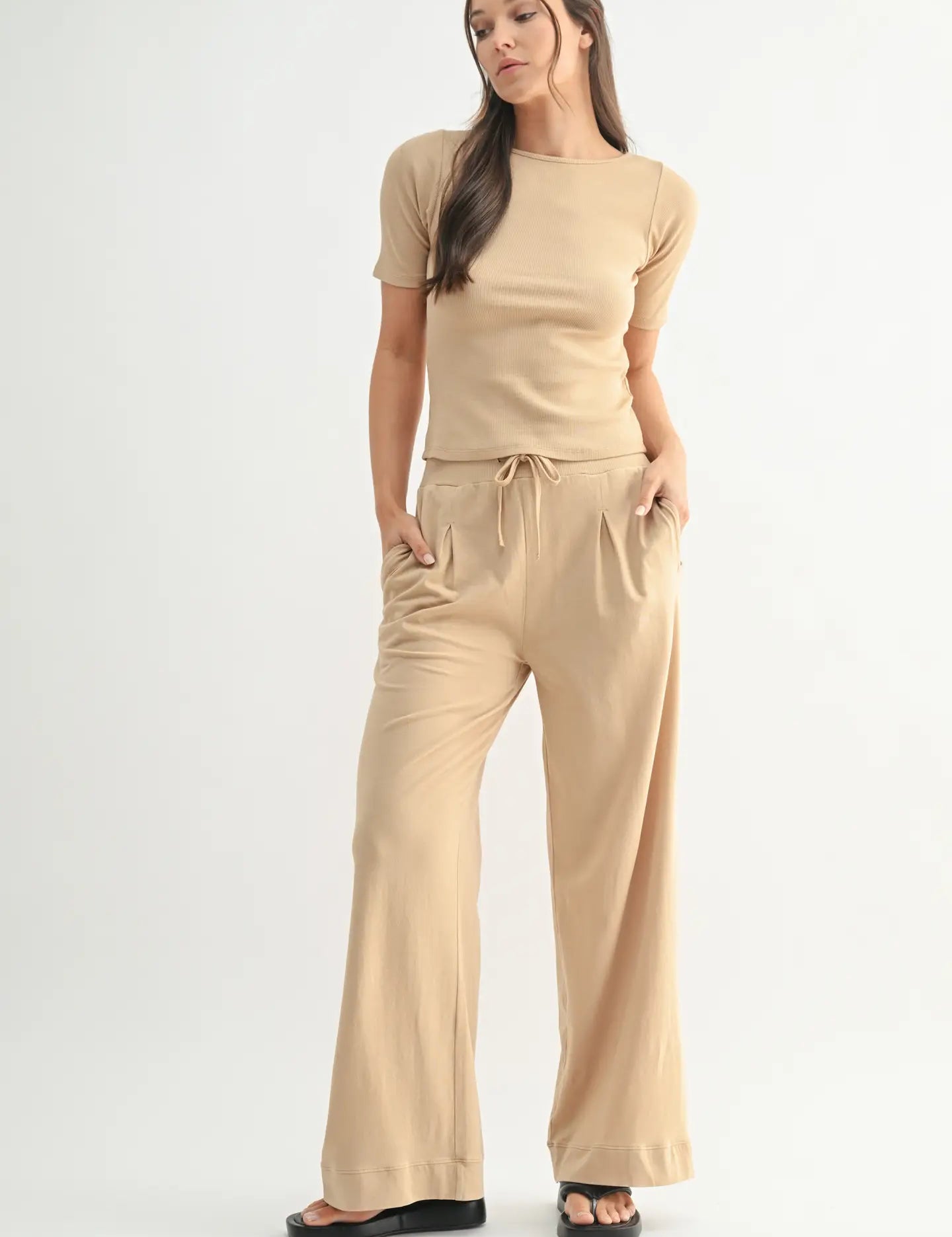MONO B Vintage Ease Pima Cotton Set-TAUPE on Simply Obsessed