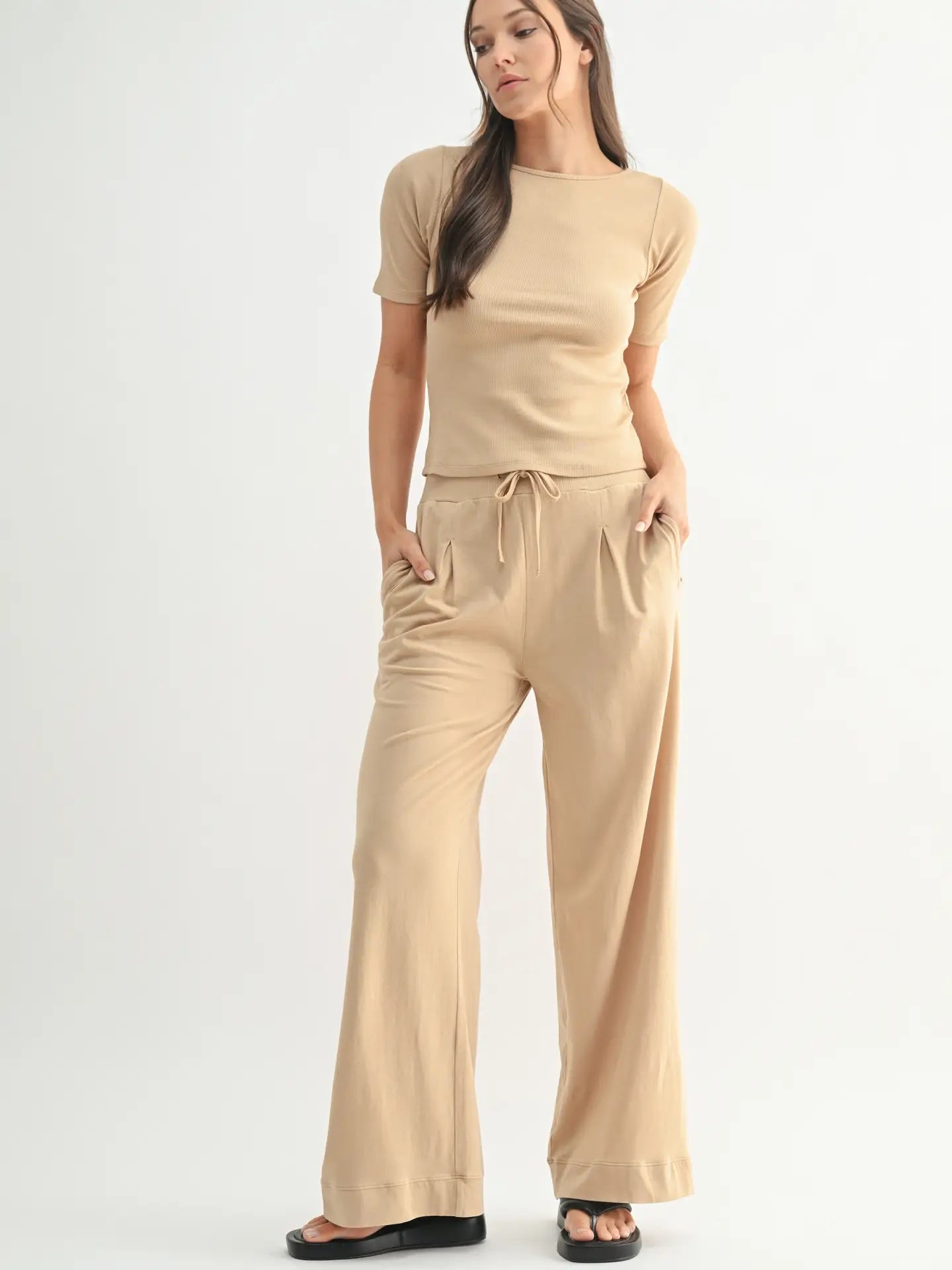 MONO B Vintage Ease Pima Cotton Set-TAUPE on Simply Obsessed