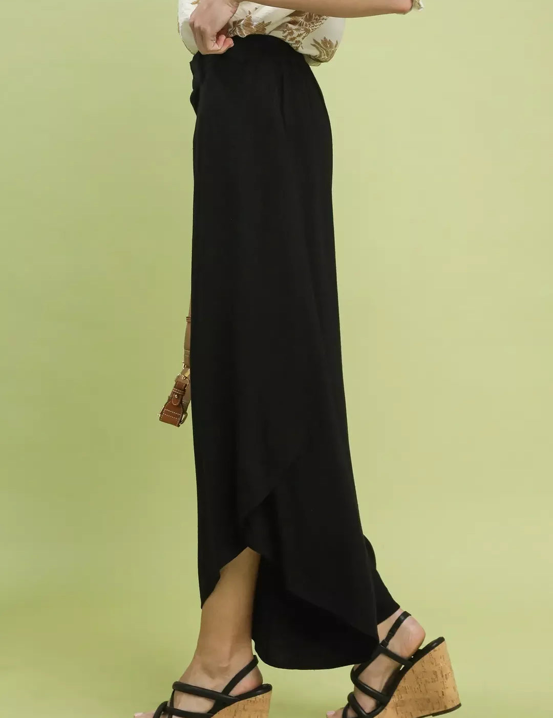 UMGEE Flowy Asymmetrical Hem Wide Leg Pants on Simply Obsessed