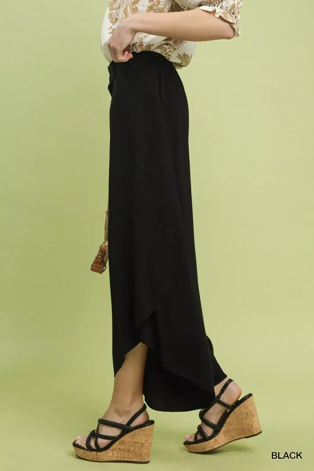 UMGEE Flowy Asymmetrical Hem Wide Leg Pants on Simply Obsessed