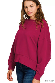 ZENANA Ribbed Round Neck Pullover and Drawstring Pants Set on Simply Obsessed