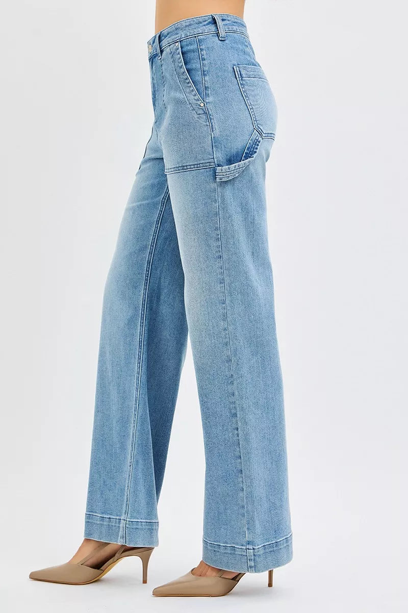 RISEN Full Size High Rise Straight Leg Jeans with Front Pockets Plus Size on Simply Obsessed