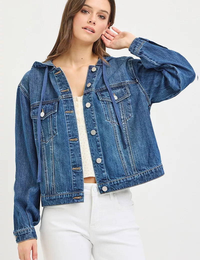 RISEN Basic Denim Jacket with Hoodie on Simply Obsessed