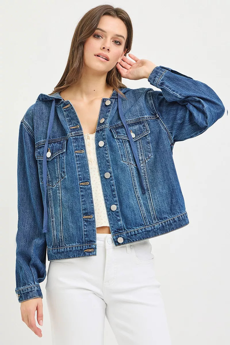 RISEN Basic Denim Jacket with Hoodie on Simply Obsessed