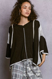 POL Short Sleeve Hoodie Top with Lace Detail on Simply Obsessed