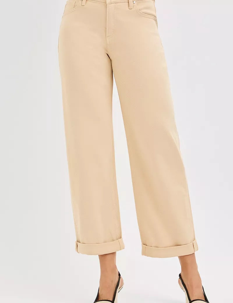 RISEN Tummy Control Mid Rise Ankle Barrel Relaxed Baggy on Simply Obsessed