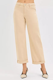 RISEN Tummy Control Mid Rise Ankle Barrel Relaxed Baggy on Simply Obsessed
