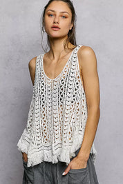 POL Crochet Fringe Hem Tank Top on Simply Obsessed