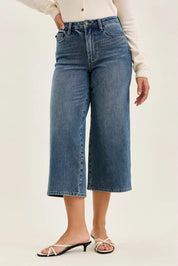 JUDY BLUE High Waist "Dottie" Wide Crop Md Quarry Fade Jeans on Simply Obsessed