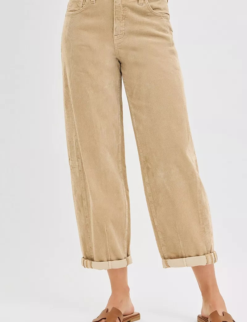 RISEN High Rise Crop Barrel Cordurory Pants on Simply Obsessed
