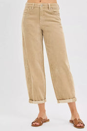 RISEN High Rise Crop Barrel Cordurory Pants on Simply Obsessed