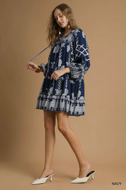 UMGEE Tribal Print Dress with Tie Neck on Simply Obsessed