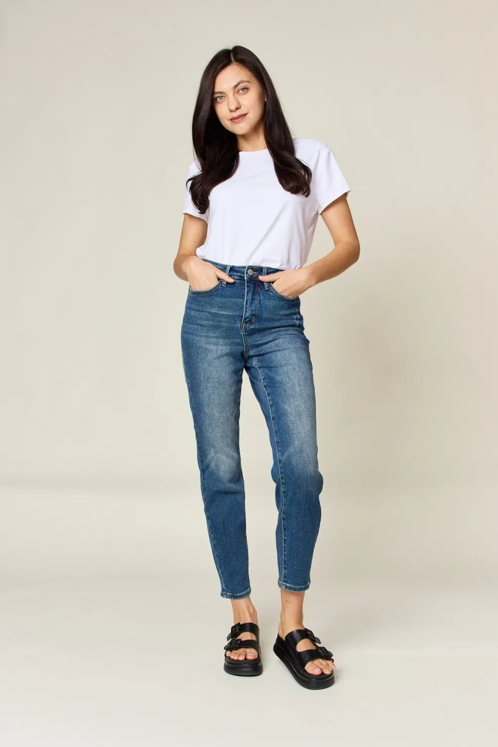 JUDY BLUE Full Size Tummy Control High Waist Slim Jeans on Simply Obsessed