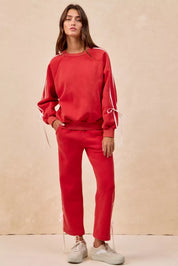 BIBI Side Lined Bow Details Fleece Sweatshirt on Simply Obsessed