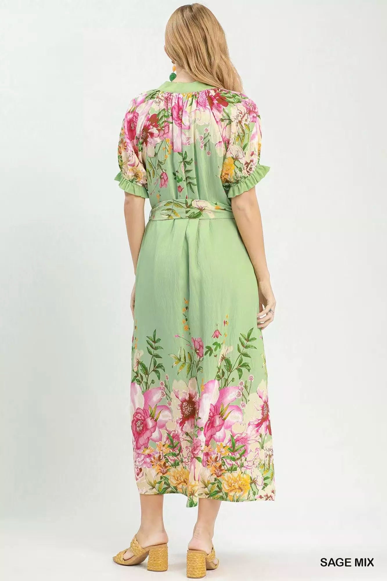 Umgee Mix Floral Border Print Midi Dress on Simply Obsessed