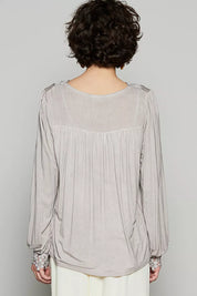 POL Floral Embroidery Woven Top with Lace Trim on Simply Obsessed