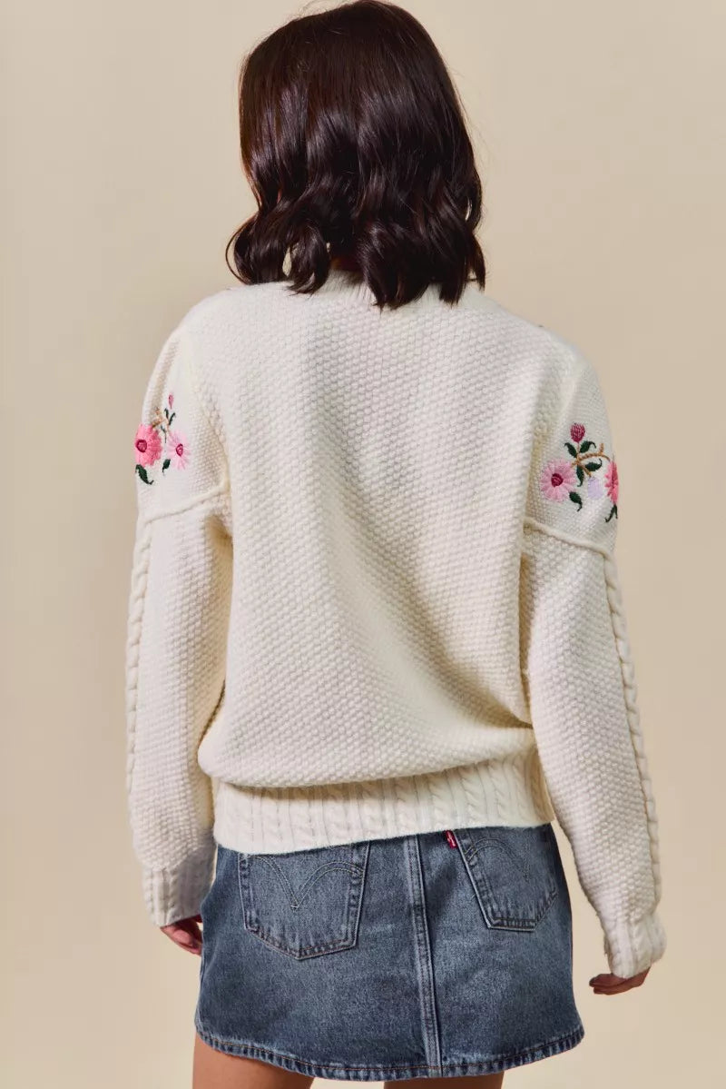 SO ME Floral Embroidered Coquette Sweater Cardigan on Simply Obsessed