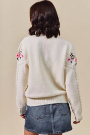 SO ME Floral Embroidered Coquette Sweater Cardigan on Simply Obsessed