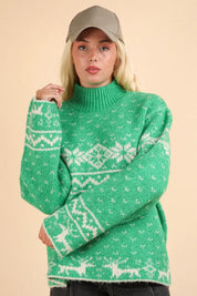 VERY J Christmas Element Mock Neck Long Sleeve Sweater on Simply Obsessed