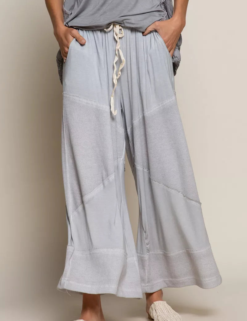 POL Elastic Waistband Wide Leg Pants with Drawstring on Simply Obsessed