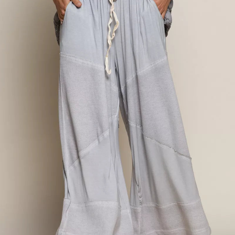 POL Elastic Waistband Wide Leg Pants with Drawstring on Simply Obsessed