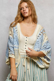 POL Open Front Crochet Cardigan with Scalloped Edge on Simply Obsessed