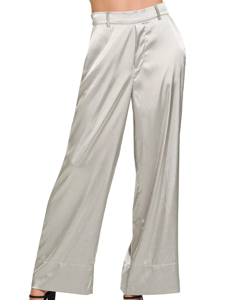 Zenana Wide-Leg Satin Pants on Simply Obsessed