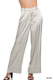 Zenana Wide-Leg Satin Pants on Simply Obsessed