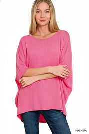 Zenana Raised Rib Bat Sleeve Top on Simply Obsessed