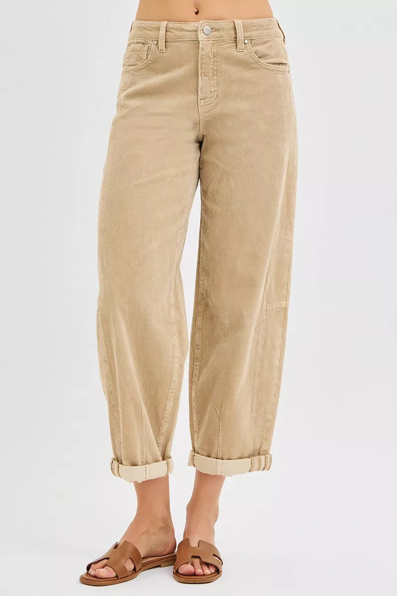 RISEN High Rise Crop Barrel Cordurory Pants on Simply Obsessed