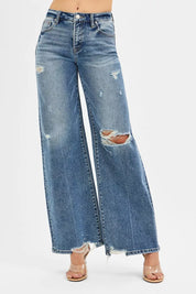 RISEN Tummy Control Mid Rise Fit Wide Jeans on Simply Obsessed