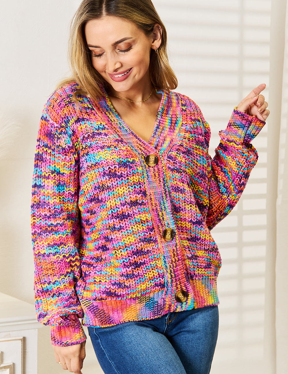 ANGEL WINGS Woven Right V-Neck Long Sleeve Cardigan. **FALL DEBUT SALE** on Simply Obsessed