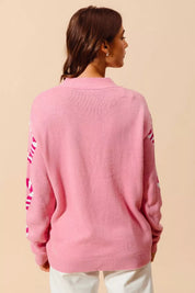 SO ME Christmas Candy Cane Button Front Sweater Cardigan on Simply Obsessed