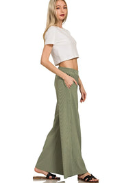 Zenana Ribbed High Neck Half Zip Pullover & Pants Set on Simply Obsessed