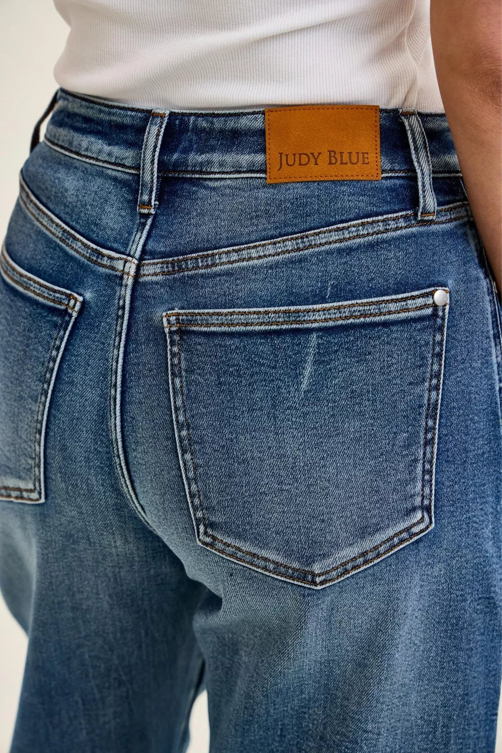 JUDY BLUE High Waist R.m. "Marlow" Arc Dk Time Weathered Indigo Jeans on Simply Obsessed