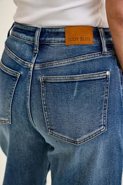 JUDY BLUE High Waist R.m. "Marlow" Arc Dk Time Weathered Indigo Jeans on Simply Obsessed