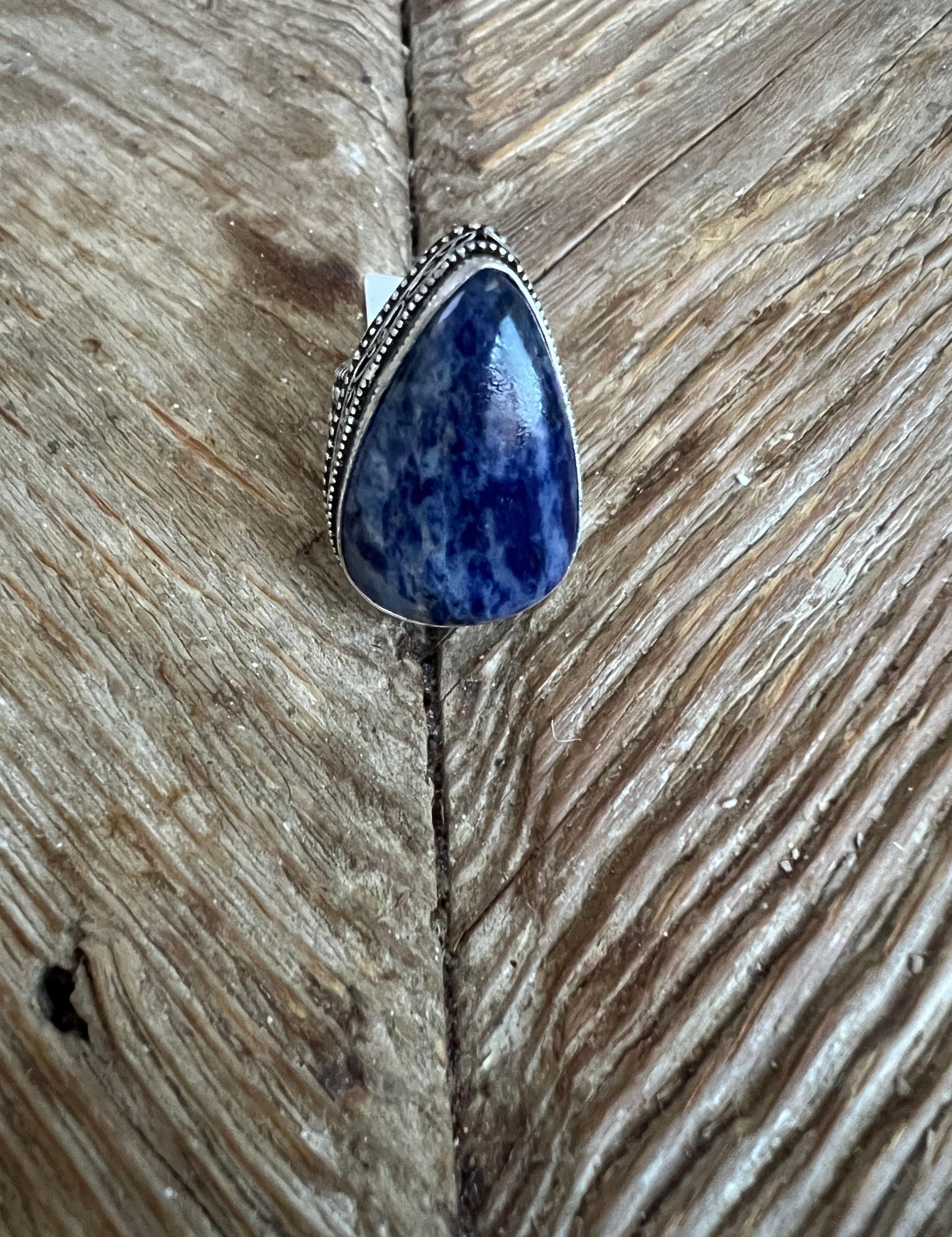 #8 One of a Kind Sodalite Turkish Silver Ring (Size 10) on Simply Obsessed