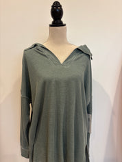 MONO B Cotton Waffle Knit Oversized Collared Long Sleeve **SALE**