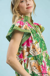 UMGEE Mix Bold Floral Tiered Midi Dress on Simply Obsessed