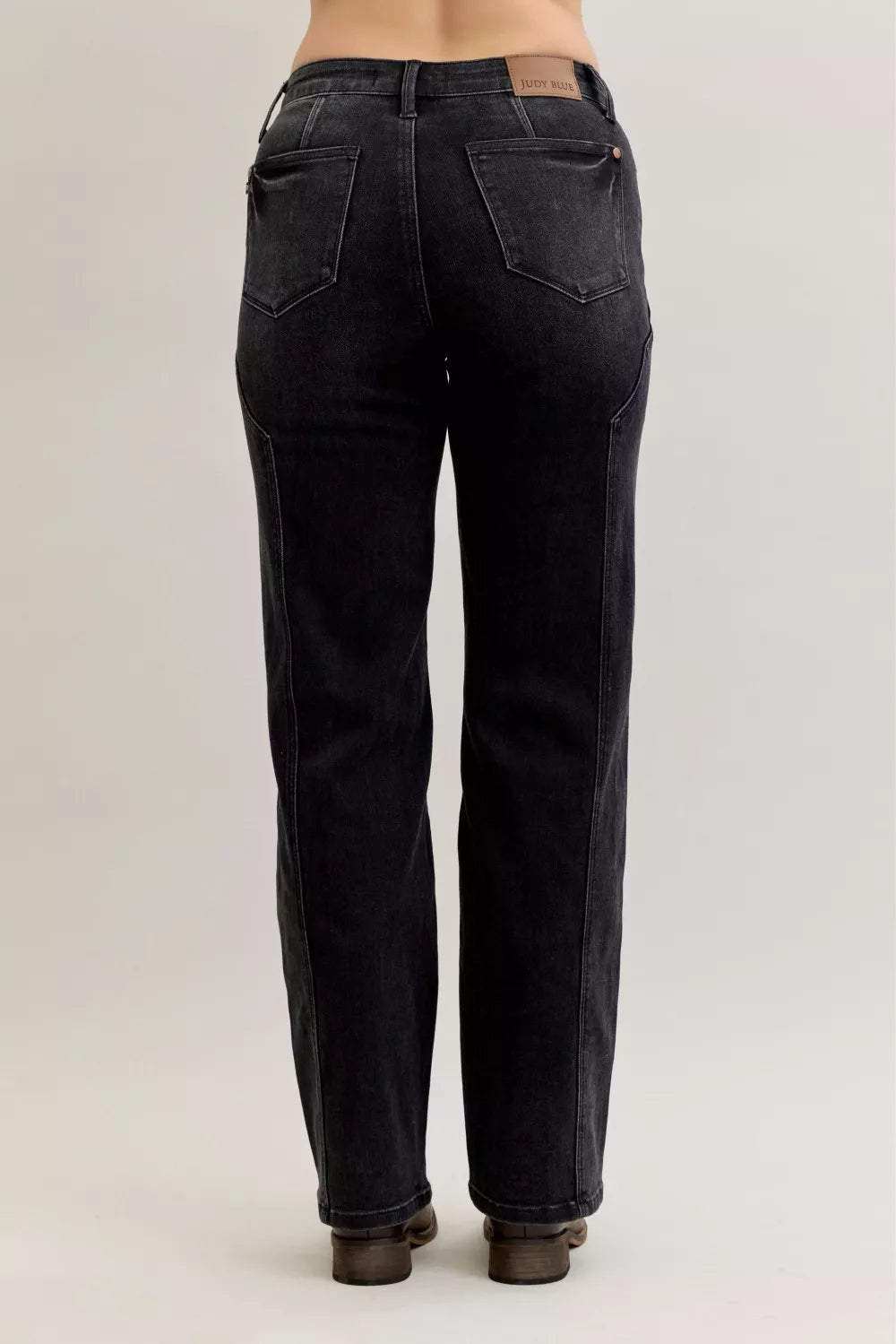 Judy Blue Mid Rise Straight Western Seam Detail Jeans on Simply Obsessed