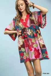 UMGEE Abstract Print V-Neck Mini Dress **FALL DEBUT SALE** on Simply Obsessed