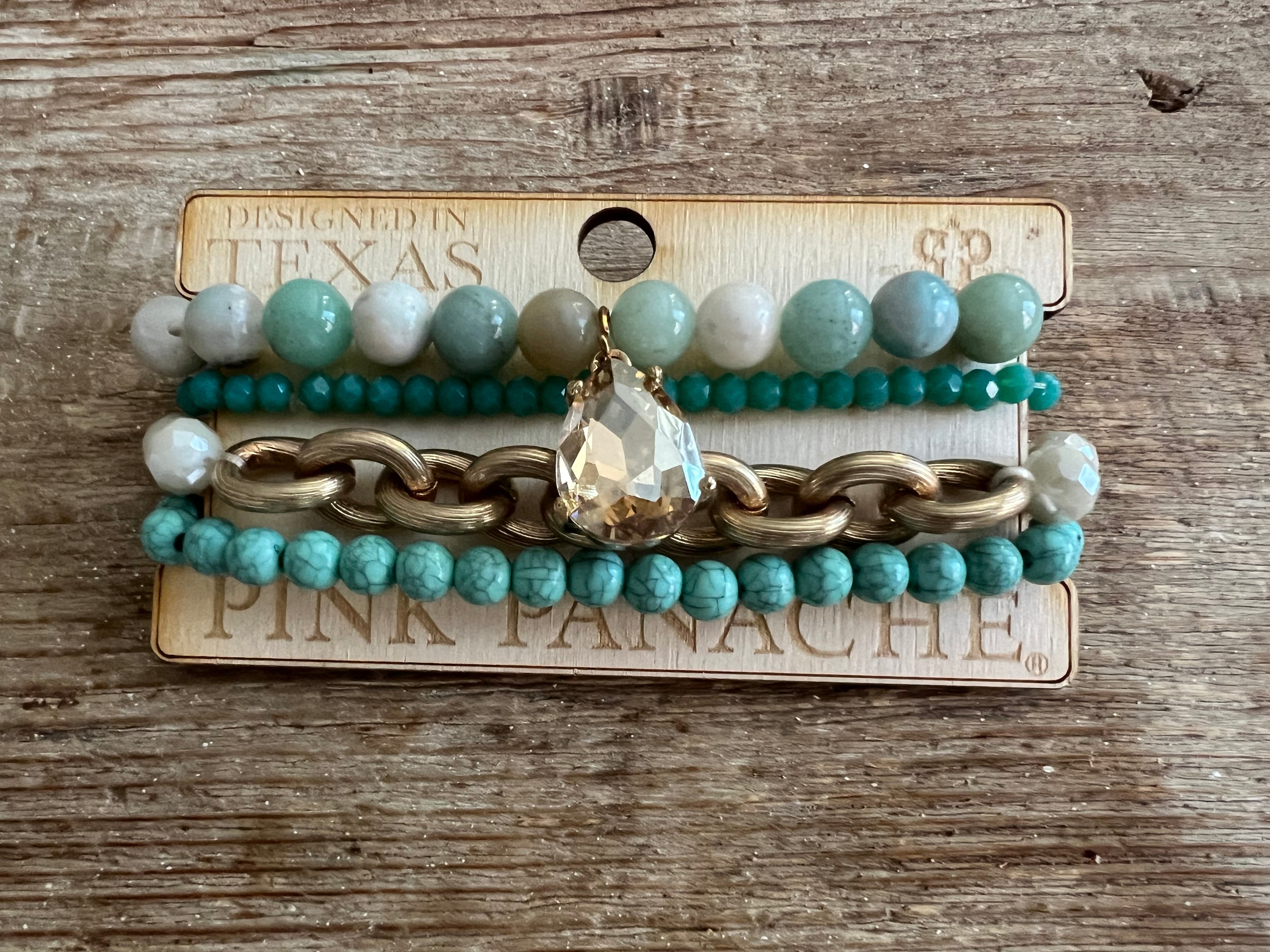 #82 One of a Kind Blue/Gold with Charm Stone Stack on Simply Obsessed