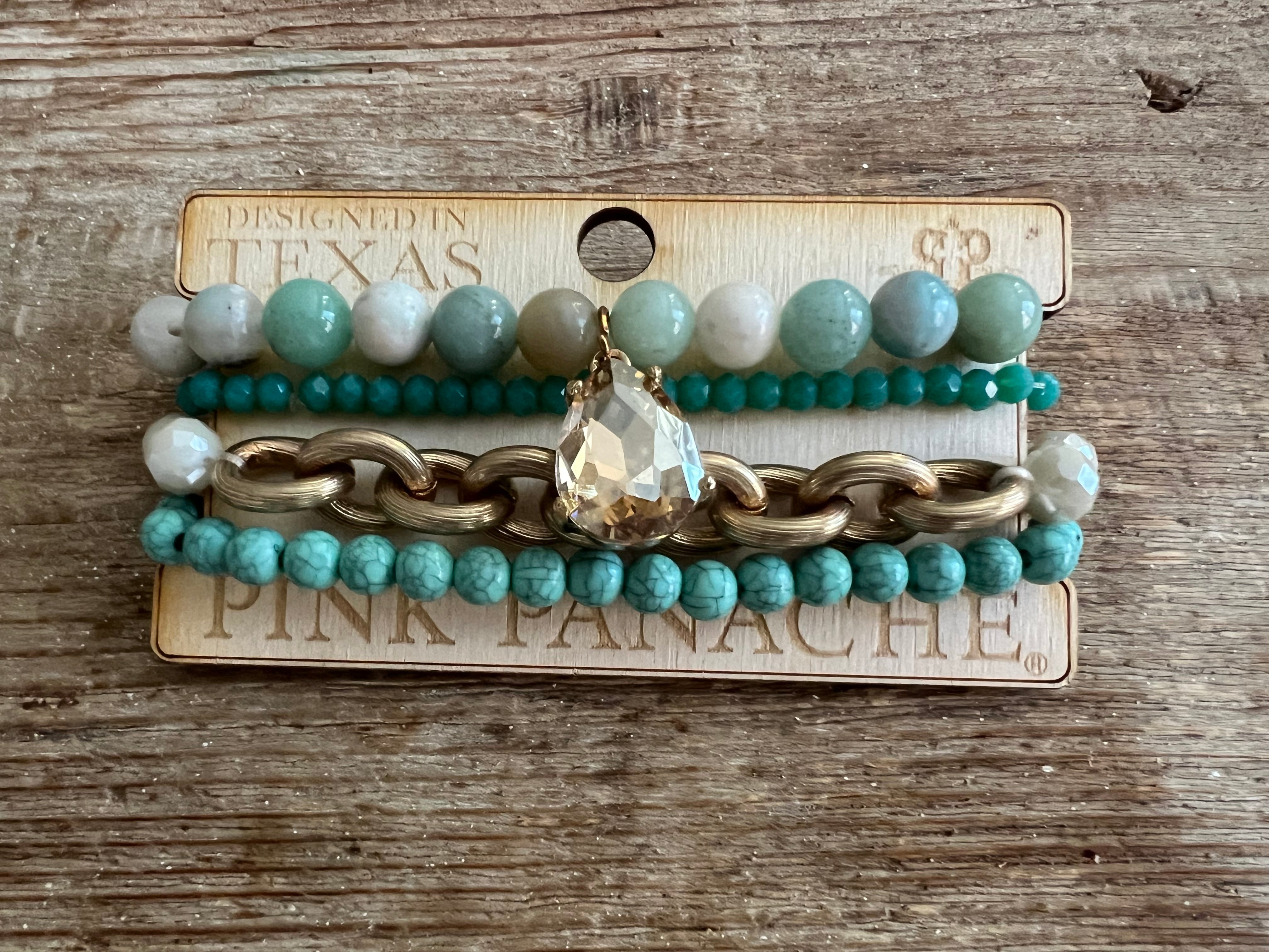 Gold with Charm Stone Stack on Simply Obsessed