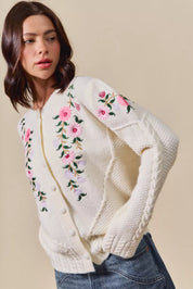 SO ME Floral Embroidered Coquette Sweater Cardigan on Simply Obsessed