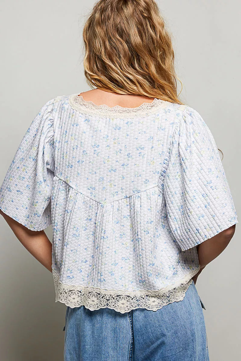 POL Floral Print Lace Trim Blouse **SALE** on Simply Obsessed